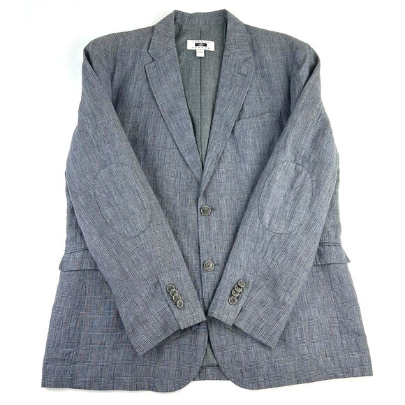 Joseph Abboud Linen Sport Coat Jacket Two Button Gray Black Plaid  Mens Size XL - Picture 7 of 15
